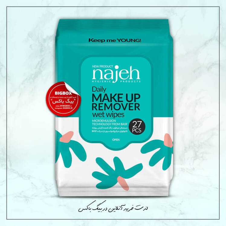 دستمال مرطوب پاک کننده آرایش ناژه 27 عددی